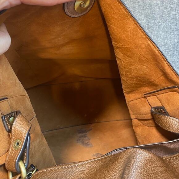 Joy Susan Classic Hobo Vegan Leather Purse Pink Brown removable inner bag - Picture 8 of 9